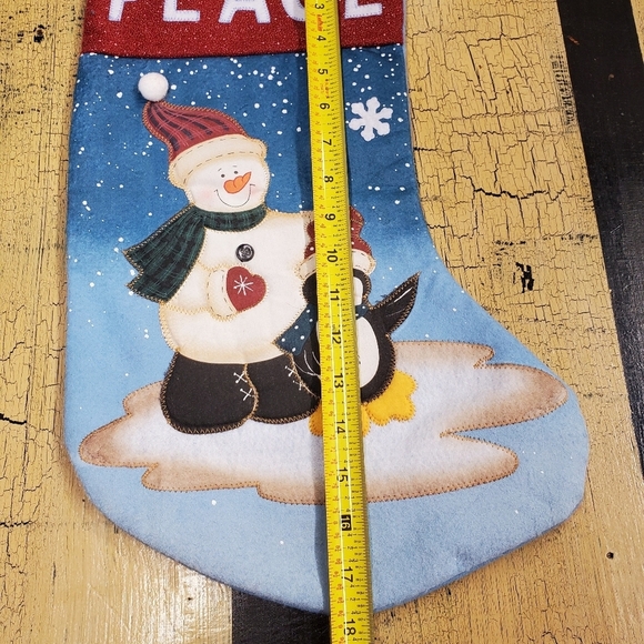 ☃️🐧🧦 Snowman & Penguin Peace Christmas Stocking - Picture 4 of 9